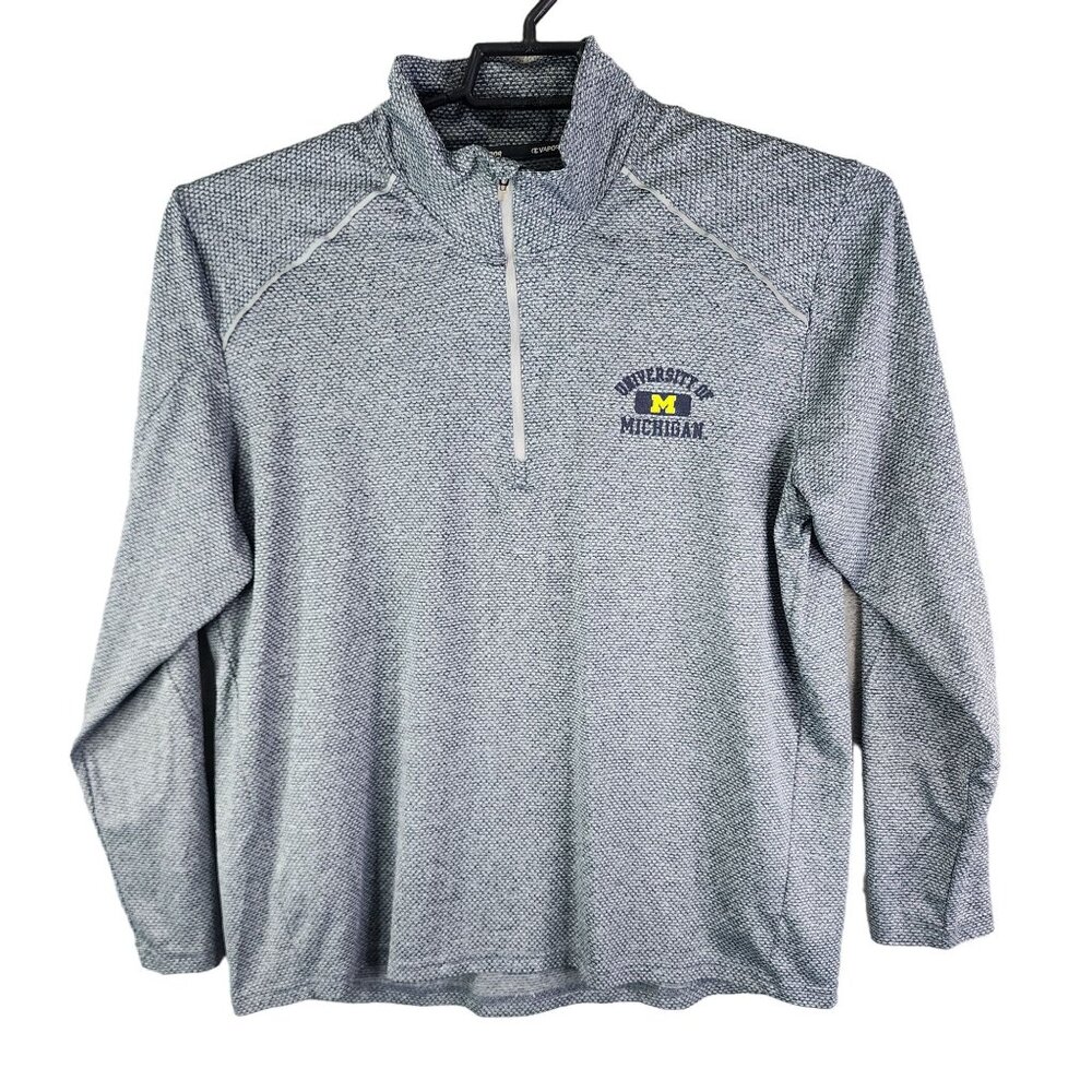 Mens Gray Champion Pullover Sweatshirt University Of Michigan 1/4 Zip Size L